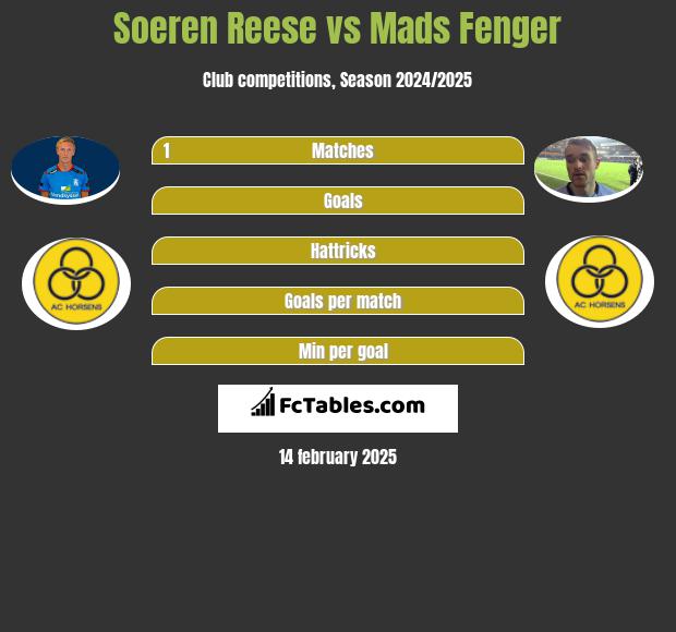 Soeren Reese vs Mads Fenger h2h player stats