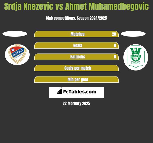 Srdja Knezevic vs Ahmet Muhamedbegovic h2h player stats