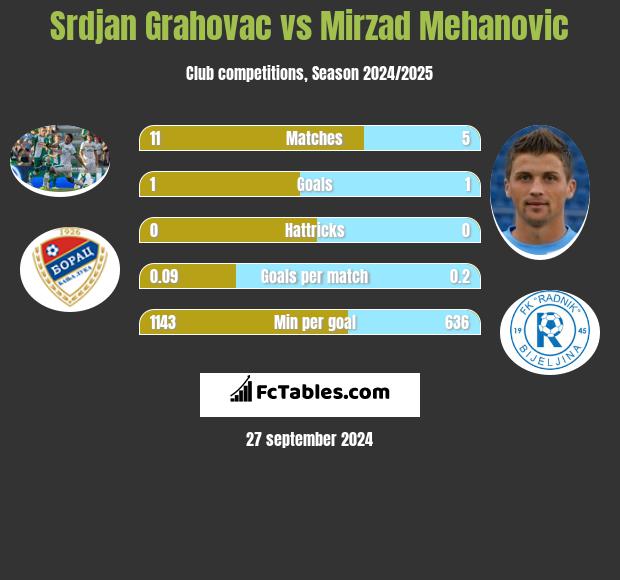 Srdjan Grahovac vs Mirzad Mehanovic h2h player stats