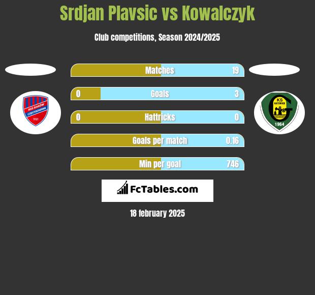 Srdjan Plavsic vs Kowalczyk h2h player stats