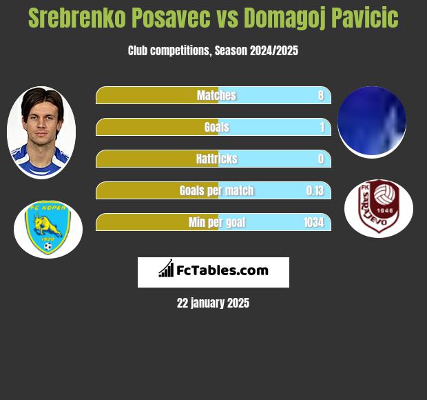 Srebrenko Posavec vs Domagoj Pavicić h2h player stats