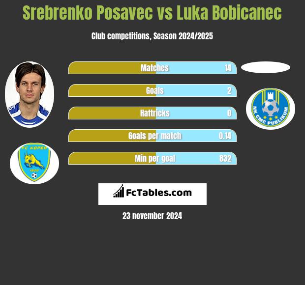 Srebrenko Posavec vs Luka Bobicanec h2h player stats