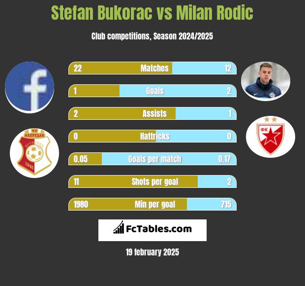 Stefan Bukorac vs Milan Rodić h2h player stats