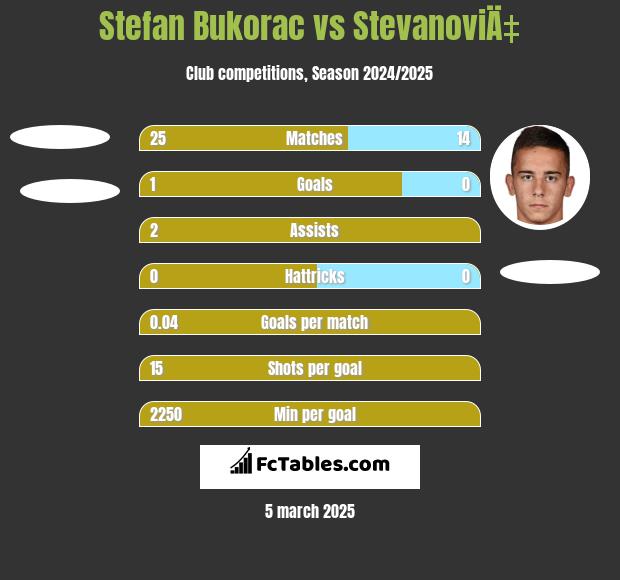 Stefan Bukorac vs StevanoviÄ‡ h2h player stats