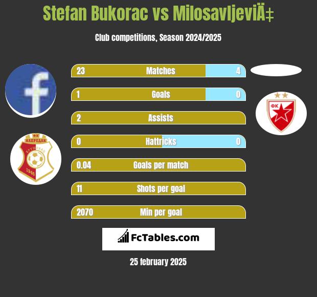 Stefan Bukorac vs MilosavljeviÄ‡ h2h player stats