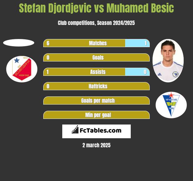 Stefan Djordjevic vs Muhamed Besic h2h player stats