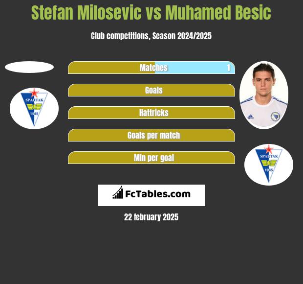 Stefan Milosevic vs Muhamed Besic h2h player stats