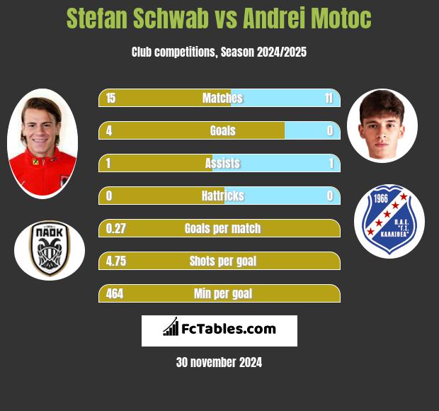 Stefan Schwab vs Andrei Motoc h2h player stats