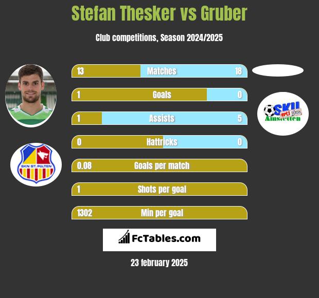 Stefan Thesker vs Gruber h2h player stats