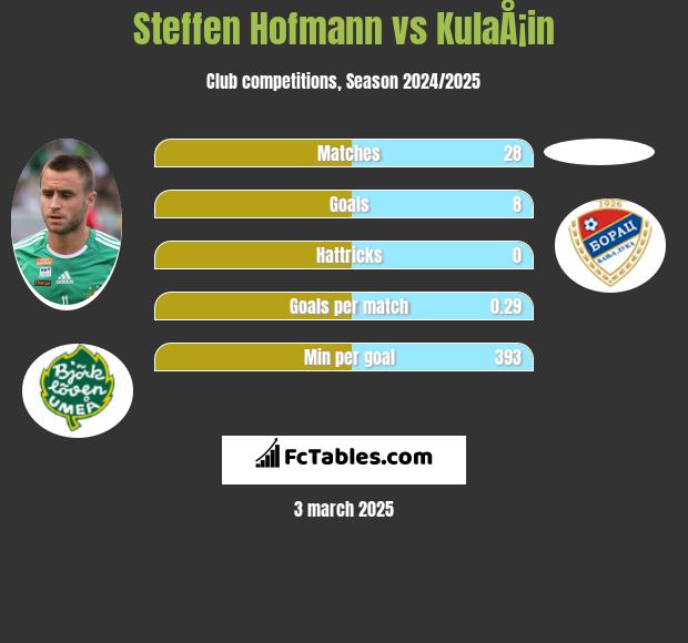 Steffen Hofmann vs KulaÅ¡in h2h player stats