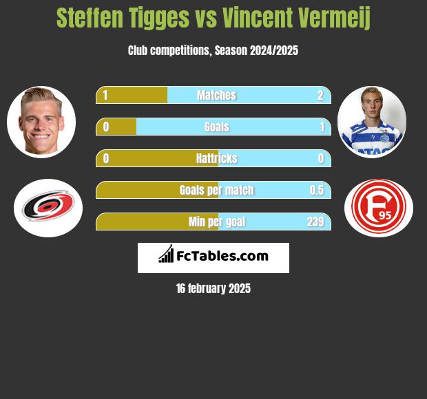 Steffen Tigges vs Vincent Vermeij h2h player stats