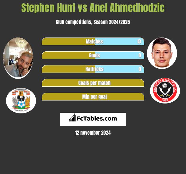 Stephen Hunt vs Anel Ahmedhodzic h2h player stats