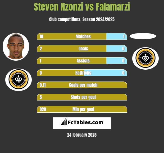 Steven Nzonzi vs Falamarzi h2h player stats