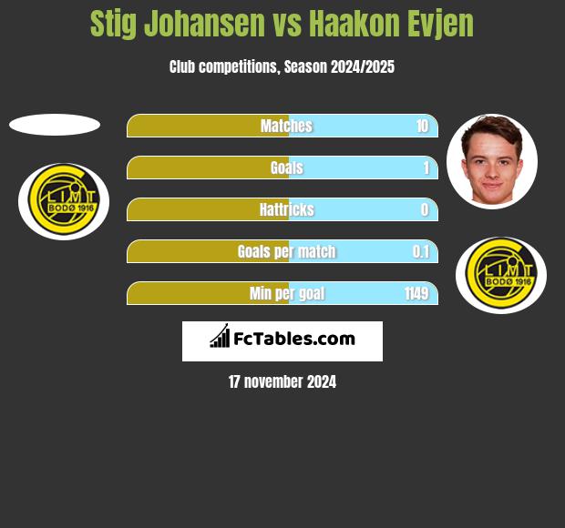 Stig Johansen vs Haakon Evjen h2h player stats