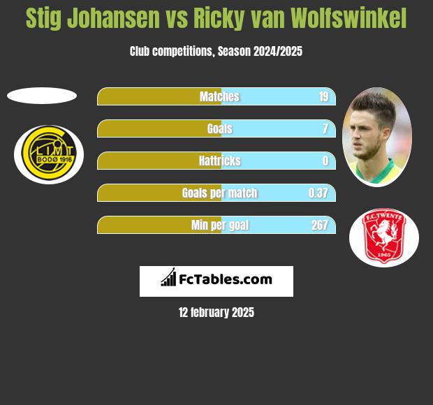 Stig Johansen vs Ricky van Wolfswinkel h2h player stats