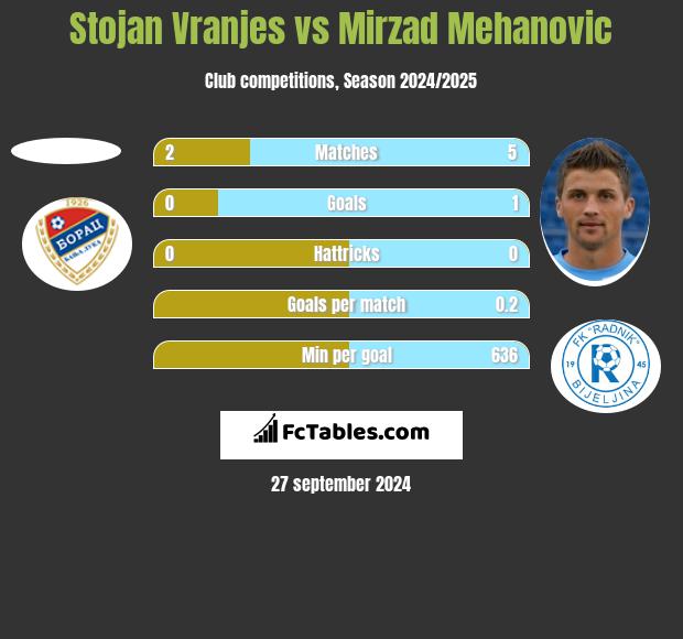 Stojan Vranjes vs Mirzad Mehanovic h2h player stats