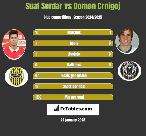 Suat Serdar vs Domen Crnigoj h2h player stats