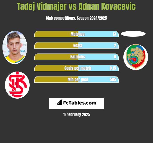 Tadej Vidmajer vs Adnan Kovacevic h2h player stats