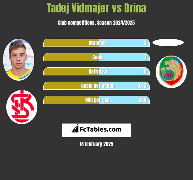 Tadej Vidmajer vs Drina h2h player stats