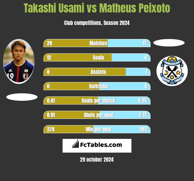 Takashi Usami vs Matheus Peixoto h2h player stats