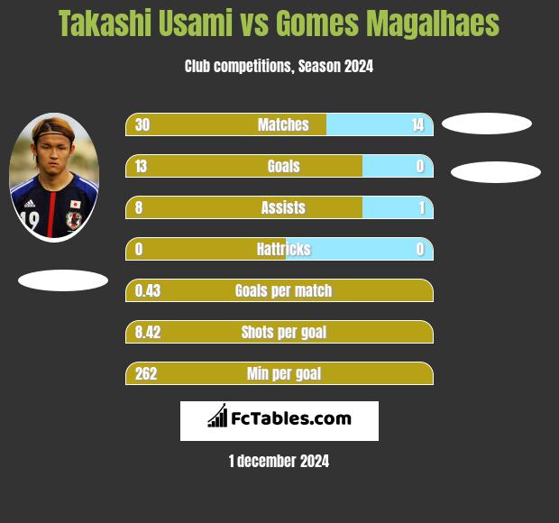 Takashi Usami vs Gomes Magalhaes h2h player stats