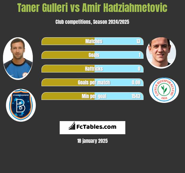 Taner Gulleri vs Amir Hadziahmetovic h2h player stats