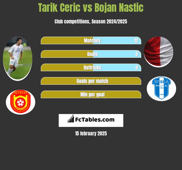 Tarik Ceric vs Bojan Nastic h2h player stats