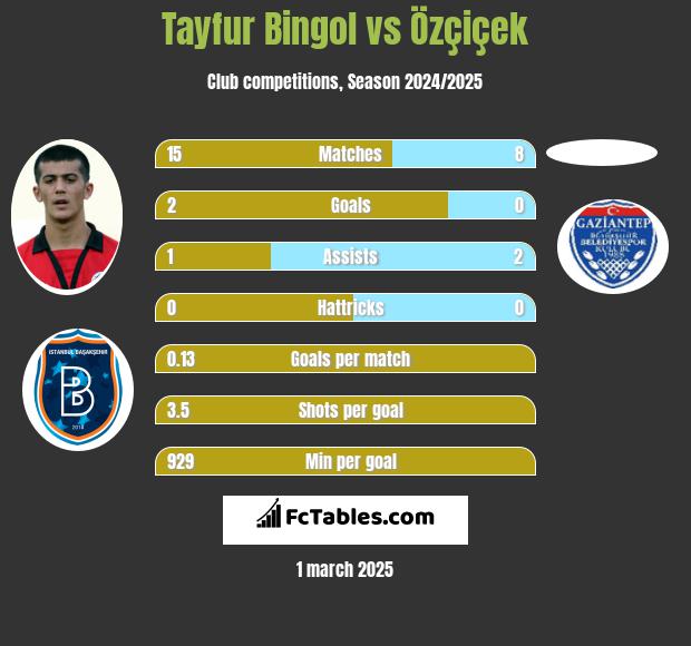 Tayfur Bingol vs Özçiçek h2h player stats