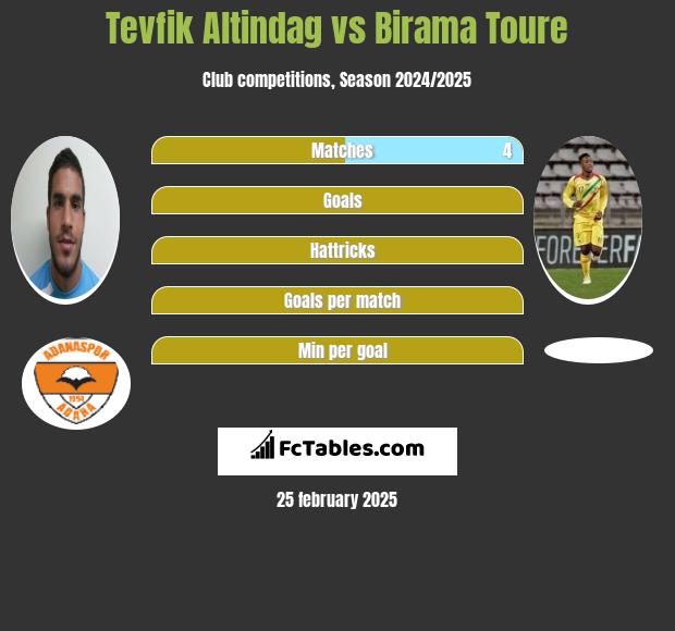 Tevfik Altindag vs Birama Toure h2h player stats