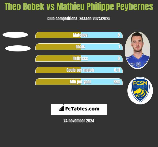 Theo Bobek vs Mathieu Philippe Peybernes h2h player stats