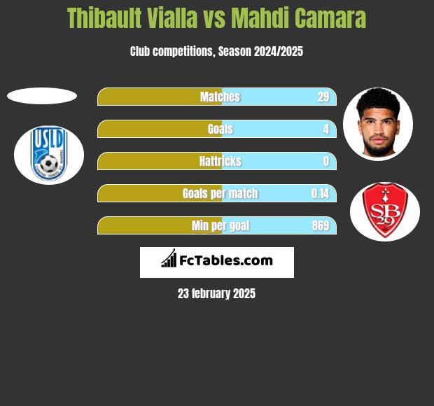 Thibault Vialla vs Mahdi Camara h2h player stats