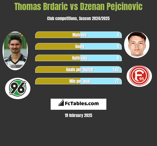 Thomas Brdaric vs Dzenan Pejcinovic h2h player stats