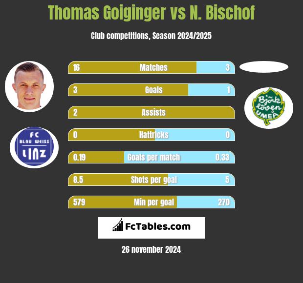 Thomas Goiginger vs N. Bischof h2h player stats