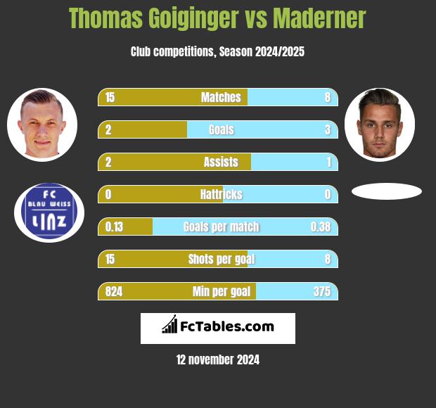 Thomas Goiginger vs Maderner h2h player stats