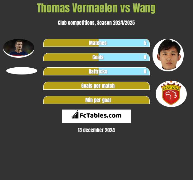 Thomas Vermaelen vs Wang h2h player stats