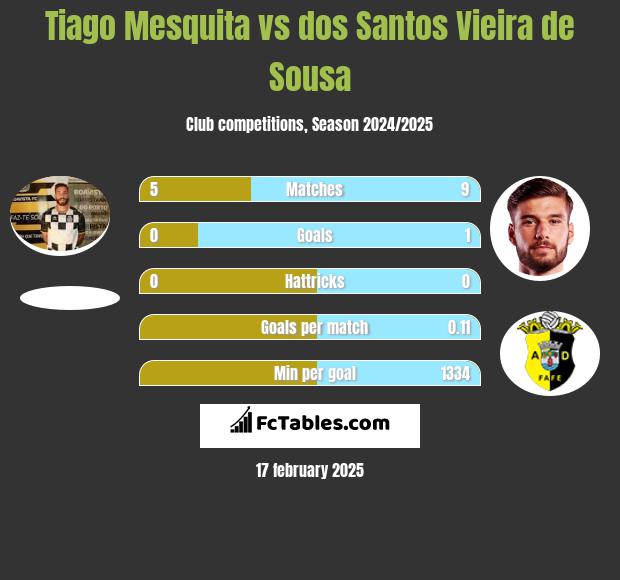 Tiago Mesquita vs dos Santos Vieira de Sousa h2h player stats