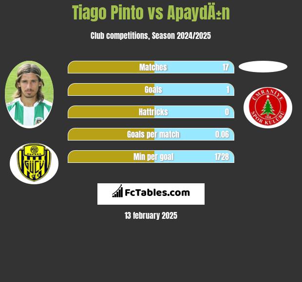 Tiago Pinto vs ApaydÄ±n h2h player stats