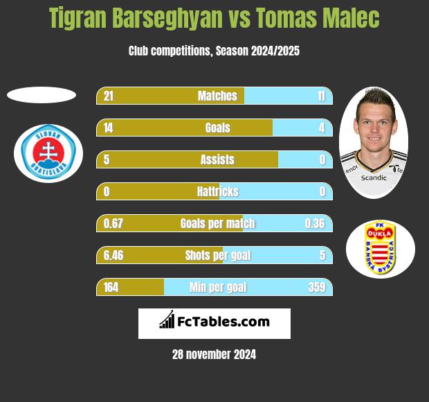 Tigran Barseghyan vs Tomas Malec h2h player stats