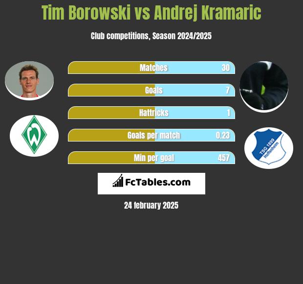 Tim Borowski vs Andrej Kramaric h2h player stats