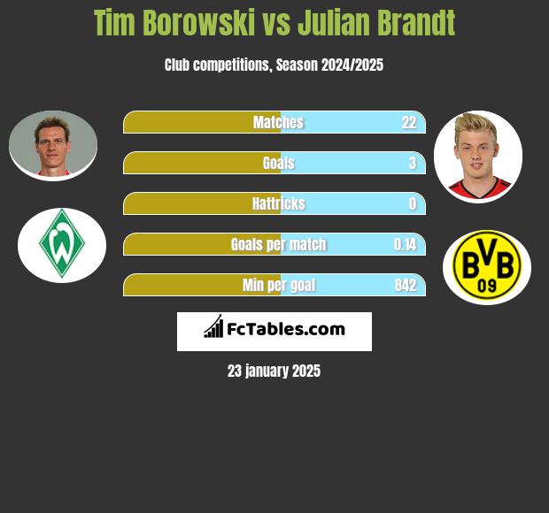 Tim Borowski vs Julian Brandt h2h player stats