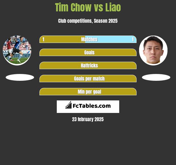 Tim Chow vs Liao h2h player stats