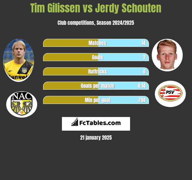 Tim Gilissen vs Jerdy Schouten h2h player stats