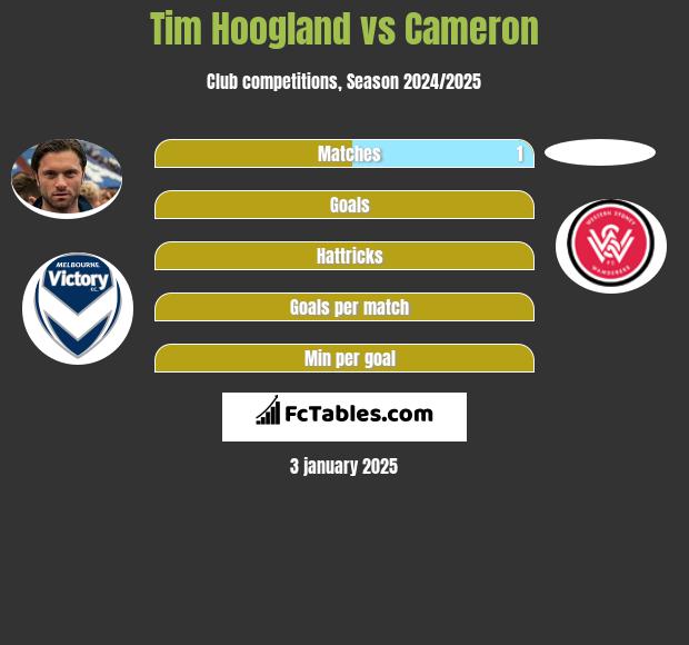 Tim Hoogland vs Cameron h2h player stats