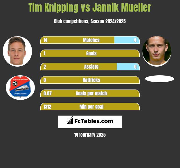 Tim Knipping vs Jannik Mueller h2h player stats