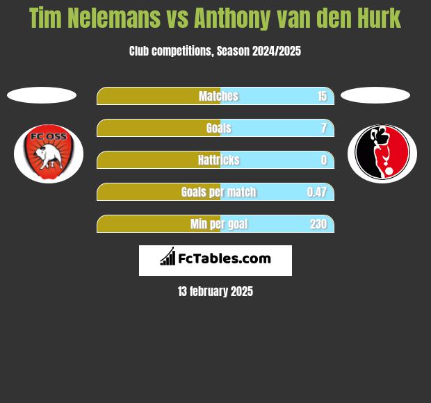 Tim Nelemans vs Anthony van den Hurk h2h player stats