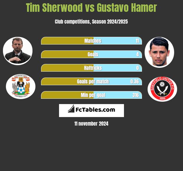 Tim Sherwood vs Gustavo Hamer h2h player stats