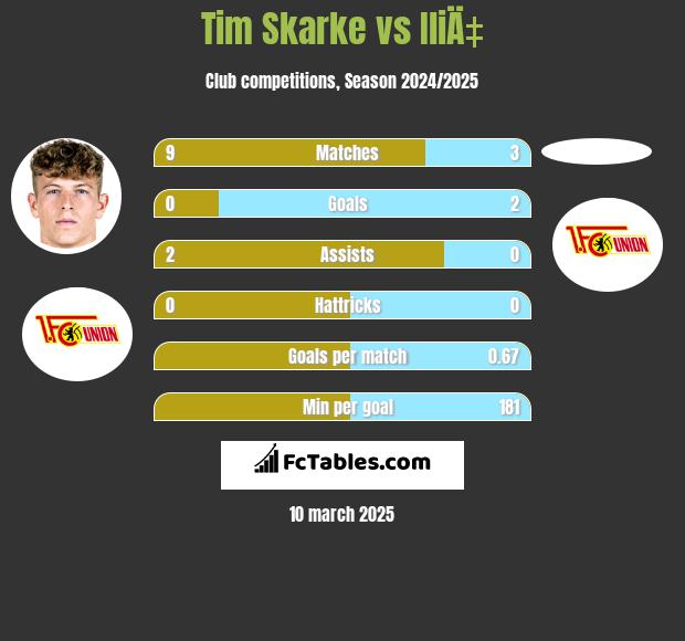 Tim Skarke vs IliÄ‡ h2h player stats