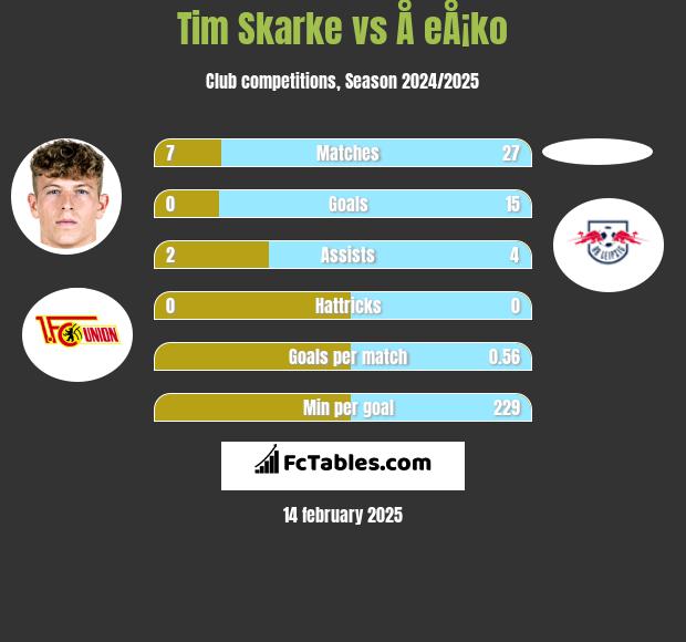 Tim Skarke vs Å eÅ¡ko h2h player stats