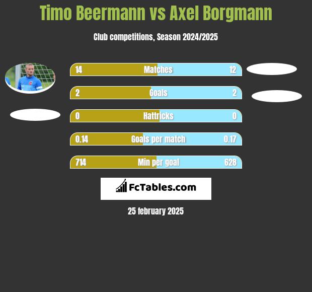 Timo Beermann vs Axel Borgmann h2h player stats