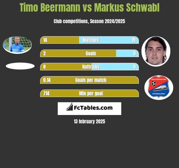 Timo Beermann vs Markus Schwabl h2h player stats